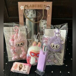 Labubu Character Keychains and Thermos Set